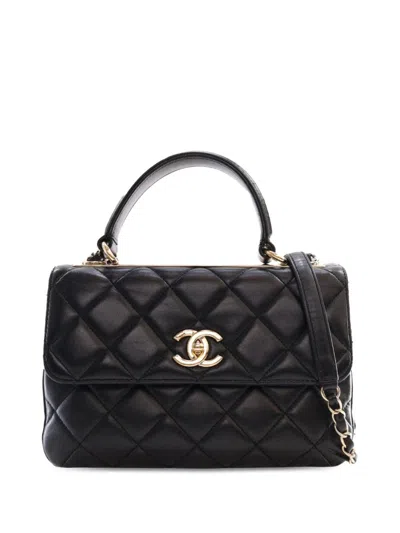 Pre-owned Chanel 2014-2015 Small Lambskin Trendy Cc Flap Satchel In Black