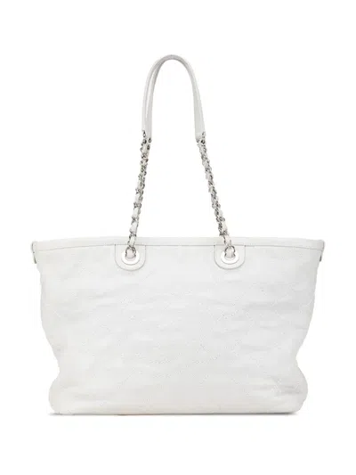 Pre-owned Chanel 2014-2015 Small Quilted Caviar Daily Shopping Tote Bag In Grey