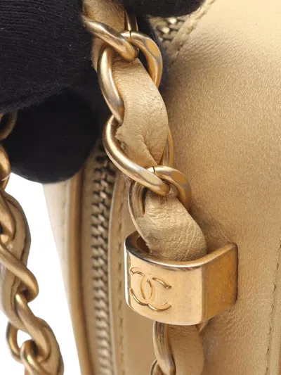 Pre-owned Chanel 2014-2015 Small Quilted Lambskin Coco Boy Camera Bag Crossbody Bag In Gold