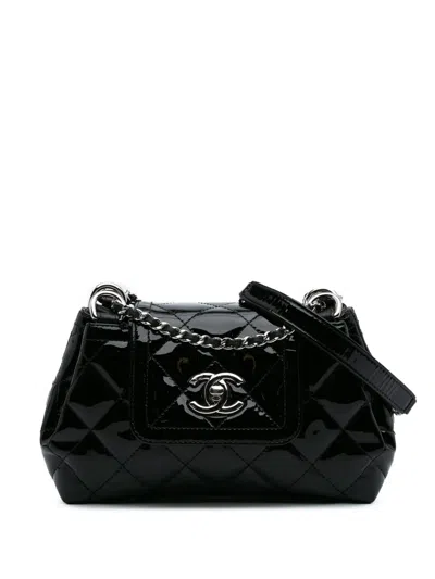 Pre-owned Chanel 2014-2015 Small Quilted Patent Coco Shine Accordion Flap Crossbody Bag