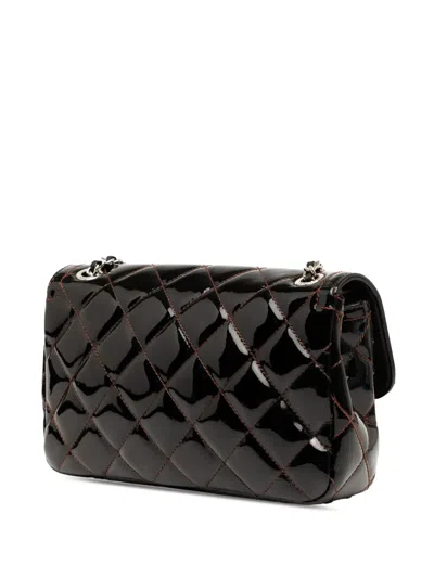 Pre-owned Chanel 2014-2015 Small Quilted Patent Coco Shine Flap Crossbody Bag In Black