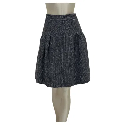 Pre-owned Chanel 2014 Black Tweed Mid-length Skirt - Size 36fr