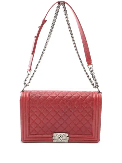Pre-owned Chanel 2014 Boy  Shoulder Bag In Red
