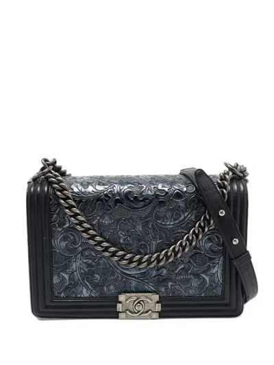 Pre-owned Chanel 2014 Boy Paris Dallas Shoulder Bag In Black