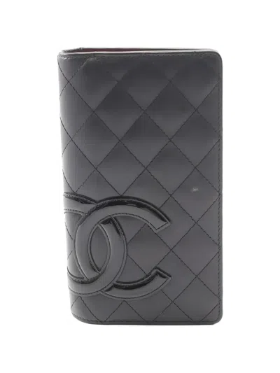 Pre-owned Chanel 2014 Cambon Line Bi-fold Wallet In Black