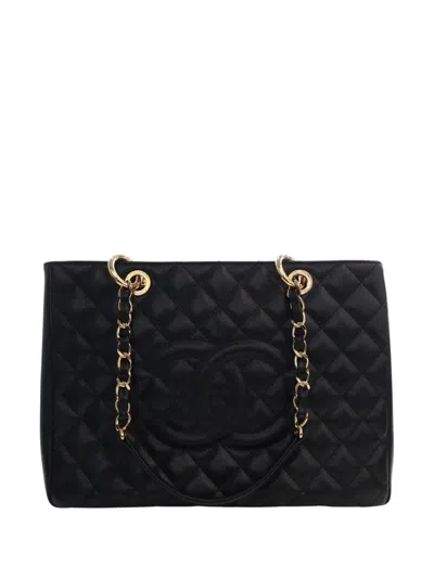 Pre-owned Chanel 2014 Caviar Grand Shopping Tote Bag In Black