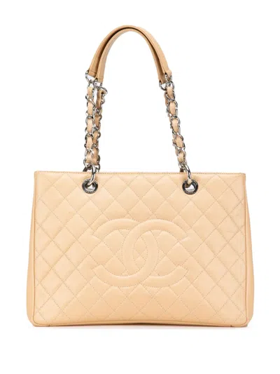 Pre-owned Chanel 2014 Caviar Grand Shopping Tote Bag In Brown