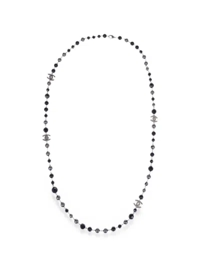 Pre-owned Chanel 2014 Cc Bead-embellished Necklace In Black
