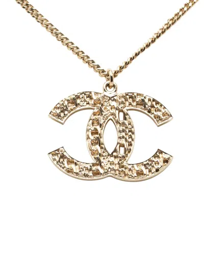 Pre-owned Chanel 2014 Cc Gold Plated Pendant Necklace Costume Necklace