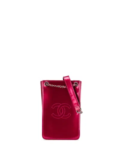 Pre-owned Chanel 2014 Cc Patent Phone Holder Crossbody Bag