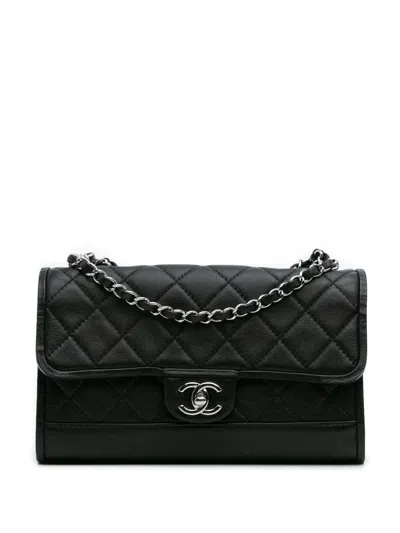 Pre-owned Chanel 2014 Cc Quilted Lambskin Single Flap Crossbody Bag In Black