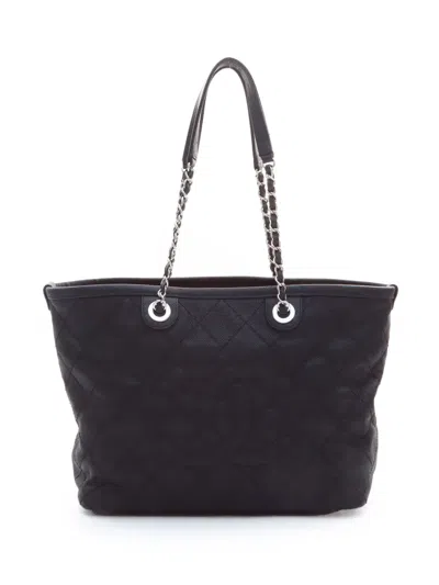 Pre-owned Chanel 2014 Cc Quilted Tote Bag In Black