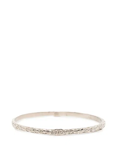 Pre-owned Chanel 2014 Cc Silver Plated Strass Bangle Costume Bracelet
