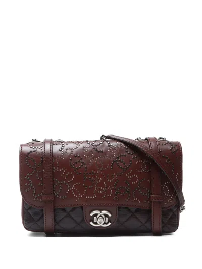 Pre-owned Chanel 2014 Cc-stud Shoulder Bag In Brown