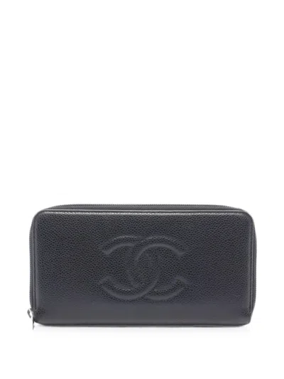 Pre-owned Chanel 2014 Cc Zip-around Wallet In Black