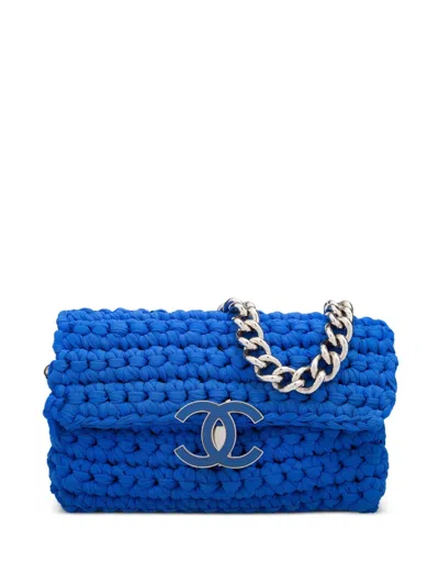 Pre-owned Chanel 2014 Classic Flap Crochet Shoulder Bag In Blue
