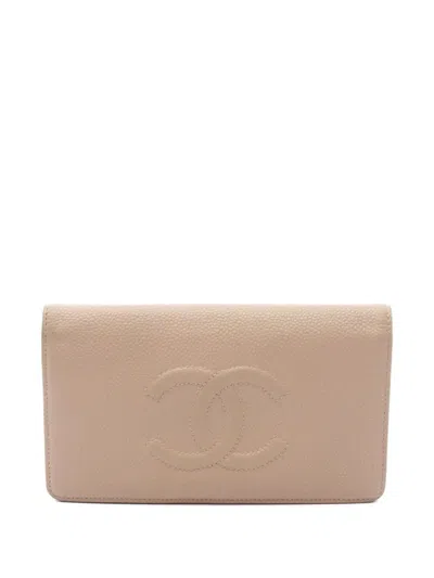 Pre-owned Chanel 2014 Coco Interlocking-cc Wallet In Pink