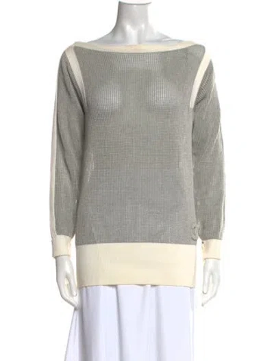 Pre-owned Chanel 2014 Colorblock Pattern Sweater In Gray