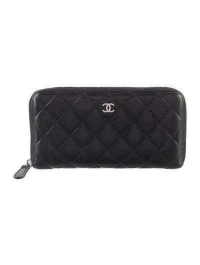 Pre-owned Chanel 2014 Continental Continental Wallet In Black