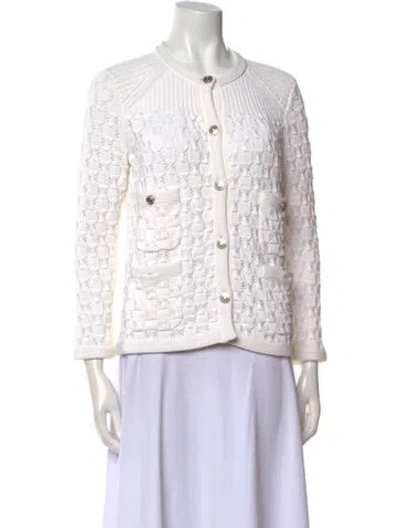 Pre-owned Chanel 2014 Crew Neck Sweater In White