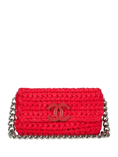 Pre-owned Chanel 2014 Cruise Crochet Flap Shoulder Bag In Red