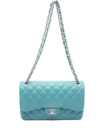 Pre-owned Chanel 2014 Decamatlassé 30 Shoulder Bag In Blue
