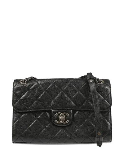 Pre-owned Chanel 2014 Double Flap Shoulder Bag In Black
