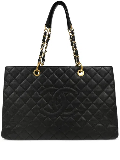 Pre-owned Chanel 2014 Extra Large Grand Shopping Tote Bag In Black