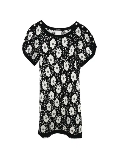 Pre-owned Chanel 2014 Floral-jacquard Dress In Black