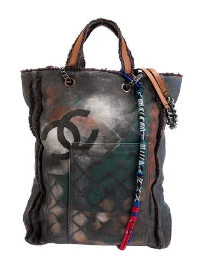 Pre-owned Chanel 2014 Graffiti Backpack In Gray