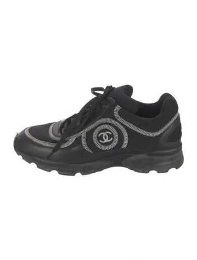 Pre-owned Chanel 2014 Interlocking Cc Logo Athletic Sneakers In Black