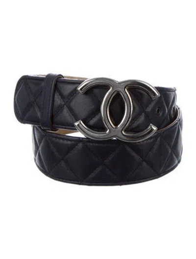 Pre-owned Chanel 2014 Interlocking Cc Logo Belt In Blue