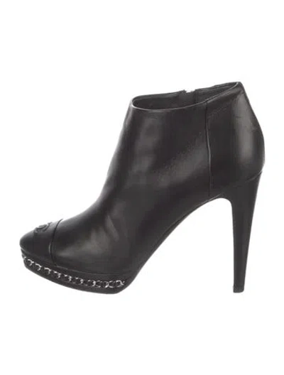 Pre-owned Chanel 2014 Interlocking Cc Logo Boots In Black