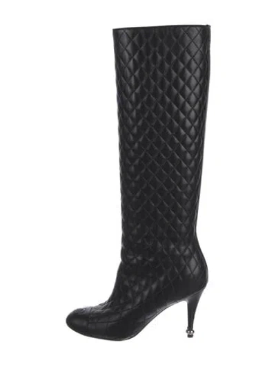 Pre-owned Chanel 2014 Interlocking Cc Logo Boots In Black
