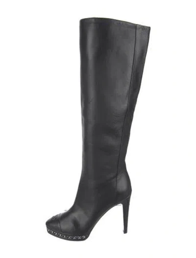 Pre-owned Chanel 2014 Interlocking Cc Logo Boots In Black
