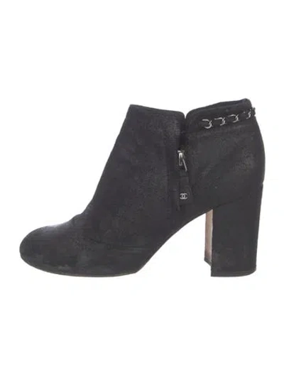 Pre-owned Chanel 2014 Interlocking Cc Logo Boots In Black