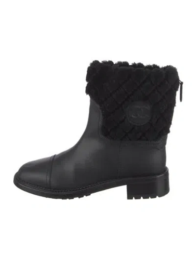 Pre-owned Chanel 2014 Interlocking Cc Logo Boots In Black