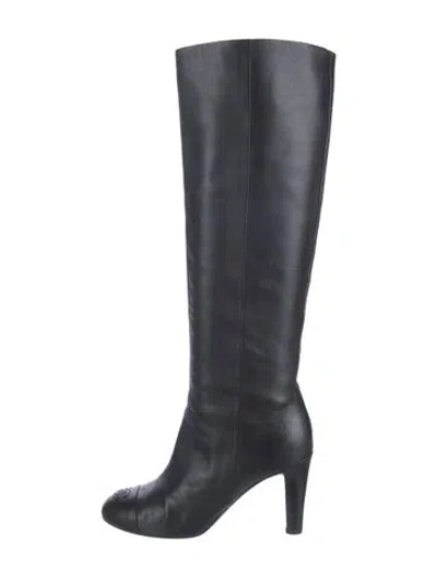 Pre-owned Chanel 2014 Interlocking Cc Logo Boots In Blue