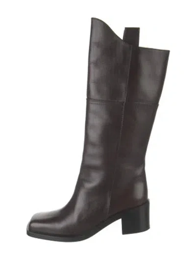 Pre-owned Chanel 2014 Interlocking Cc Logo Boots In Brown
