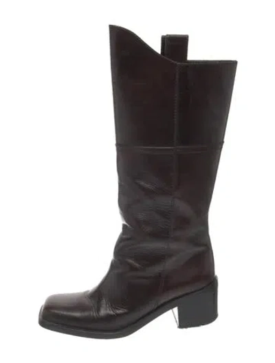 Pre-owned Chanel 2014 Interlocking Cc Logo Boots In Brown