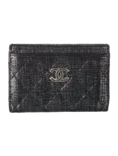 Pre-owned Chanel 2014 Interlocking Cc Logo Card Holder In Metallic/silver