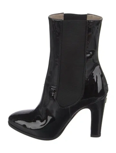 Pre-owned Chanel 2014 Interlocking Cc Logo Chelsea Boots In Black