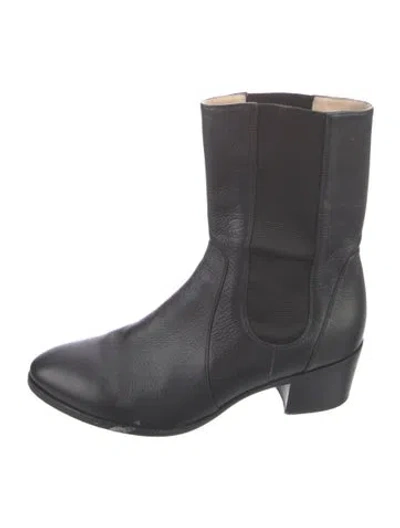 Pre-owned Chanel 2014 Interlocking Cc Logo Chelsea Boots In Black