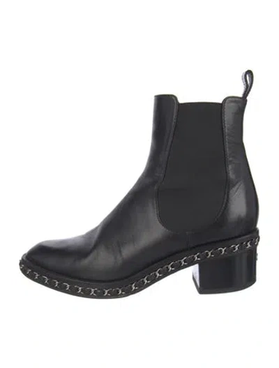 Pre-owned Chanel 2014 Interlocking Cc Logo Chelsea Boots In Black