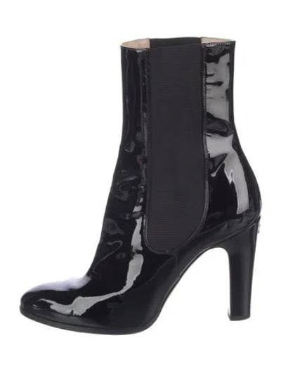 Pre-owned Chanel 2014 Interlocking Cc Logo Chelsea Boots In Black
