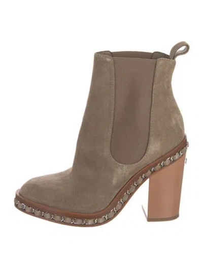 Pre-owned Chanel 2014 Interlocking Cc Logo Chelsea Boots In Neutral