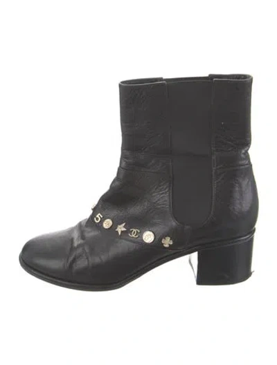 Pre-owned Chanel 2014 Interlocking Cc Logo Combat Boots In Black