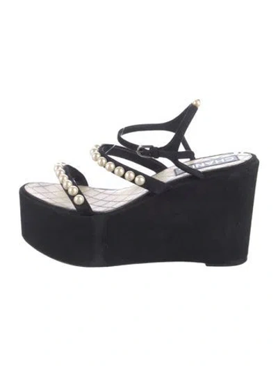 Pre-owned Chanel 2014 Interlocking Cc Logo Espadrilles In Black