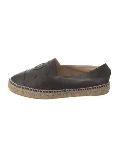 Pre-owned Chanel 2014 Interlocking Cc Logo Espadrilles In Black