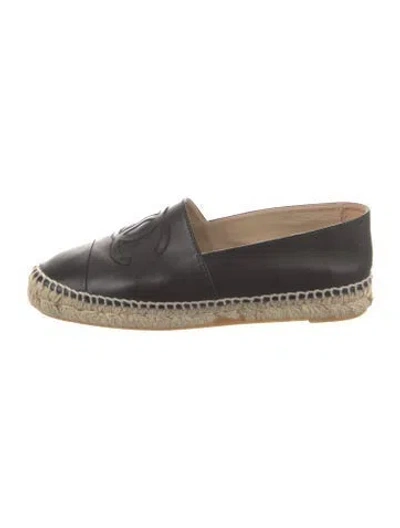 Pre-owned Chanel 2014 Interlocking Cc Logo Espadrilles In Black